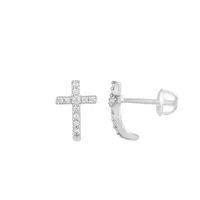 UNISEX EARRINGS 1/6 CT ROUND DIAMOND 10K WHITE GOLD