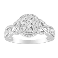 LADIES RING 1/2 CT ROUND DIAMOND 10K WHITE GOLD