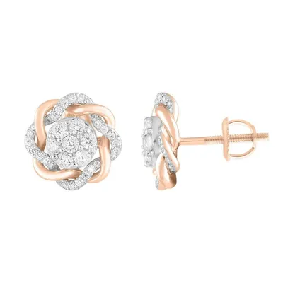 LADIES EARRING 1/2 CT ROUND DIAMOND 10K ROSE GOLD