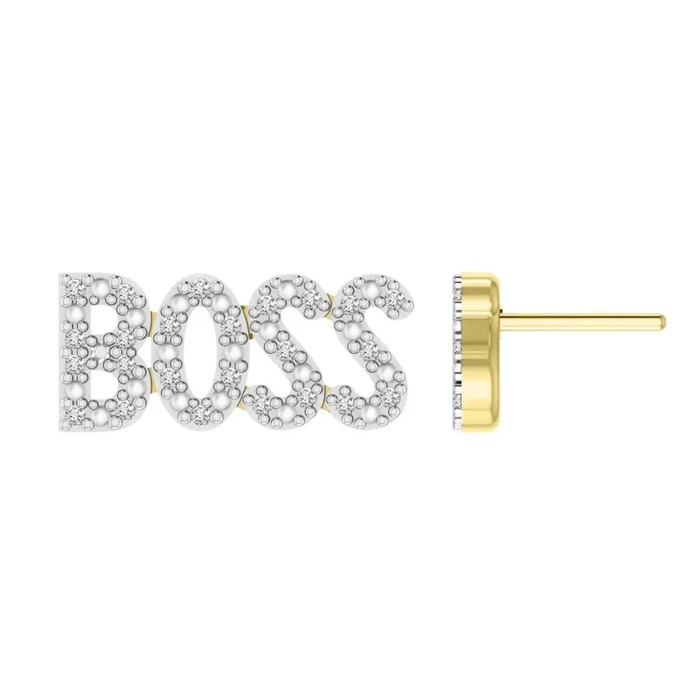 UNISEX EARRINGS 1/6 CT ROUND DIAMOND 10K YELLOW GOLD