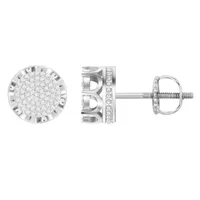 UNISEX EARRINGS 1/3 CT ROUND DIAMOND SILVER PLATING