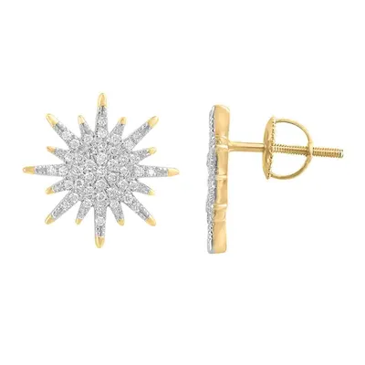 LADIES EARRING 1/3 CT ROUND DIAMOND 10K YELLOW GOLD