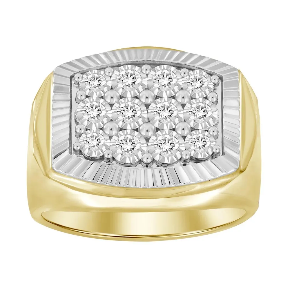 MEN’S RING 1/2 CT ROUND DIAMOND 10K YELLOW/WHITE GOLD