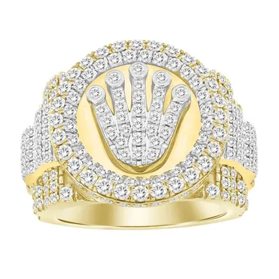 MEN’S RING 3 7/8 CT ROUND DIAMOND 14K YELLOW GOLD