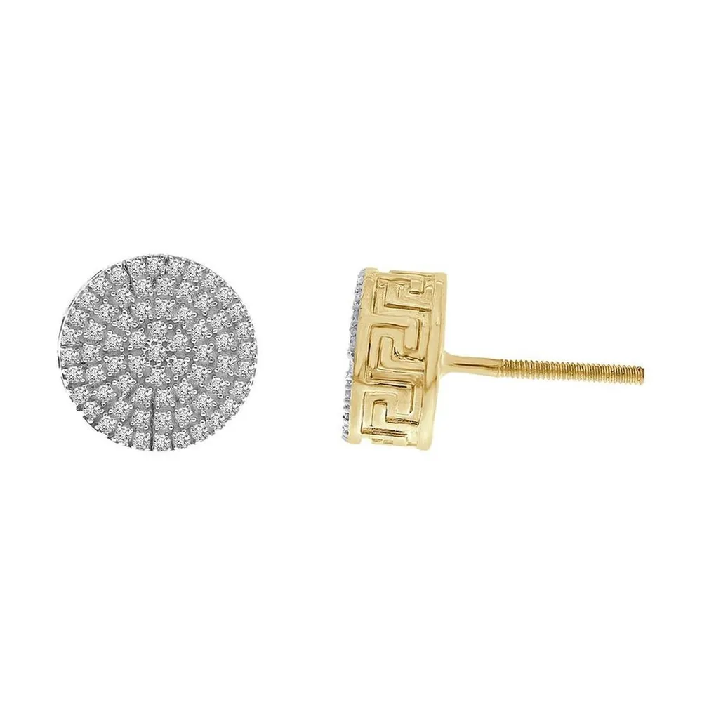 UNISEX EARRINGS 1/3 CT ROUND DIAMOND 10K YELLOW GOLD