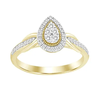 LADIES RING 1/4 CT ROUND DIAMOND 10K YELLOW GOLD