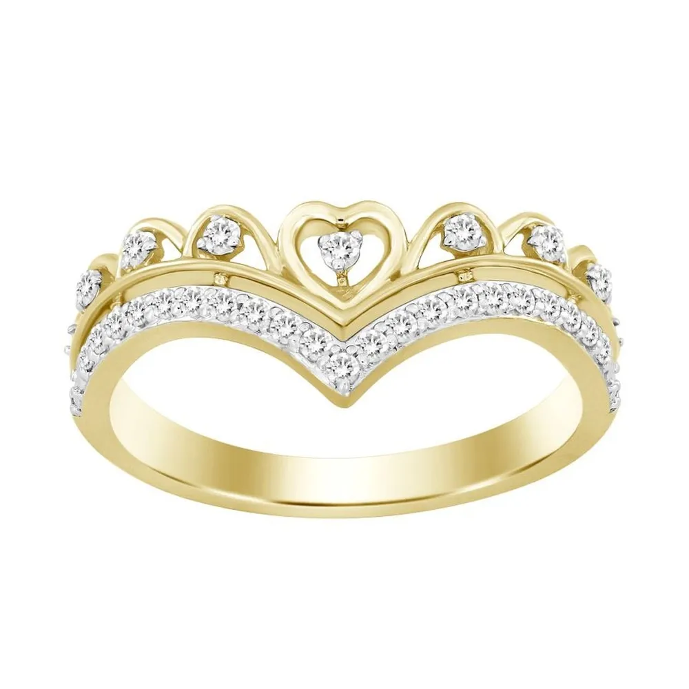LADIES STACKABLE BAND 1/5 CT ROUND DIAMOND 10K YELLOW GOLD