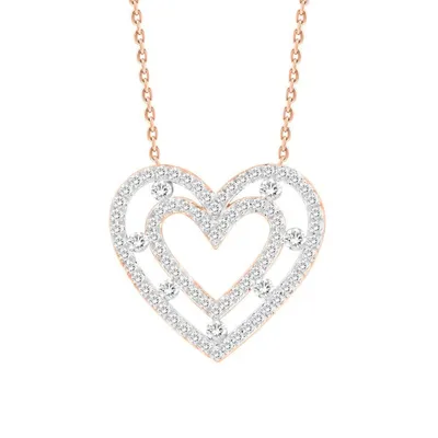 LADIES NECKLACE 1/2 CT ROUND DIAMOND 10K ROSE GOLD