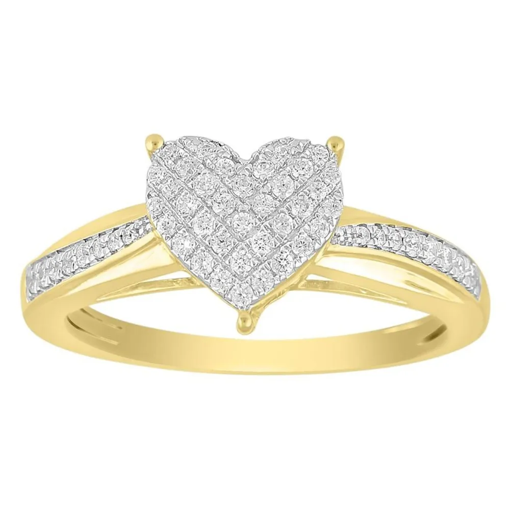 LADIES RING 1/4 CT ROUND DIAMOND 10K YELLOW GOLD