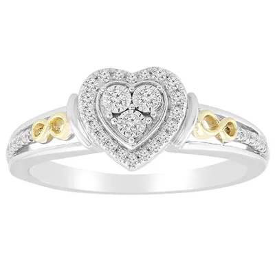 LADIES RING 1/6 CT ROUND DIAMOND 10K WHITE/YELLOW GOLD