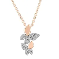 LADIES NECKLACE 1/ CT ROUND DIAMOND 10K WHITE/ROSE GOLD