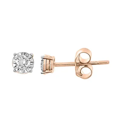 LADIES EARRINGS 1/6 CT ROUND DIAMOND 10K ROSE GOLD