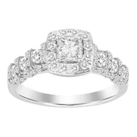 LADIES RING 1 CT ROUND DIAMOND 14K WHITE GOLD