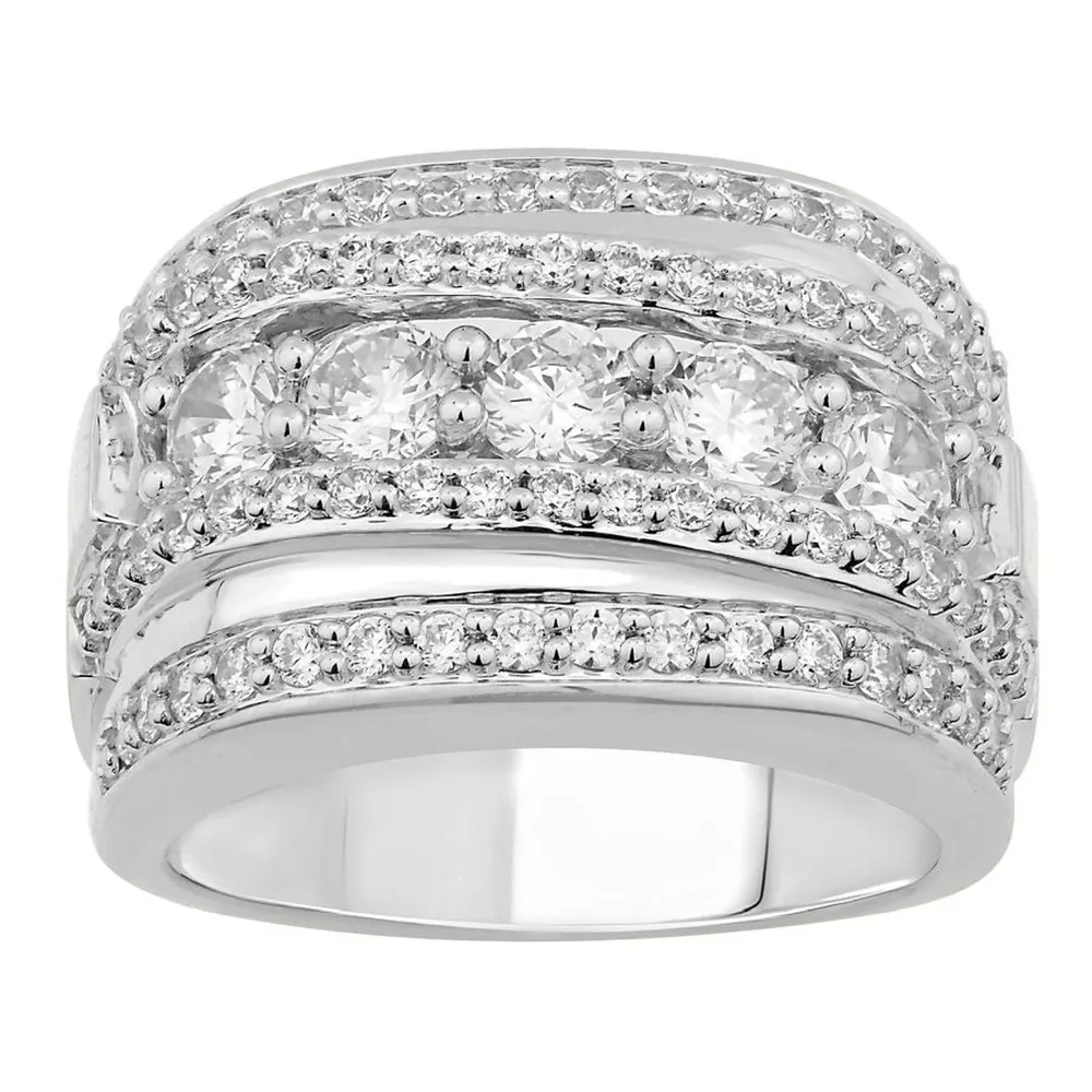 MEN’S BANDS 3 CT ROUND/BAGUETTE DIAMOND 10K WHITE GOLD