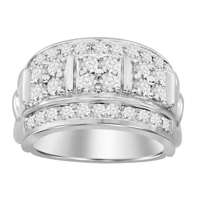 MEN’S RING 1 CT ROUND DIAMOND 10K WHITE GOLD