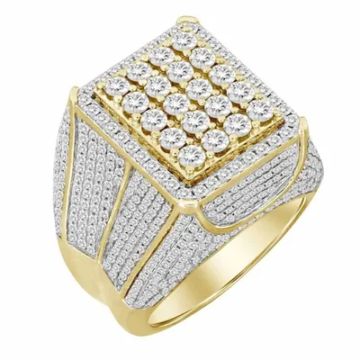 MEN’S RING / CT ROUND/BAGUETTE DIAMOND 14K YELLOW GOLD