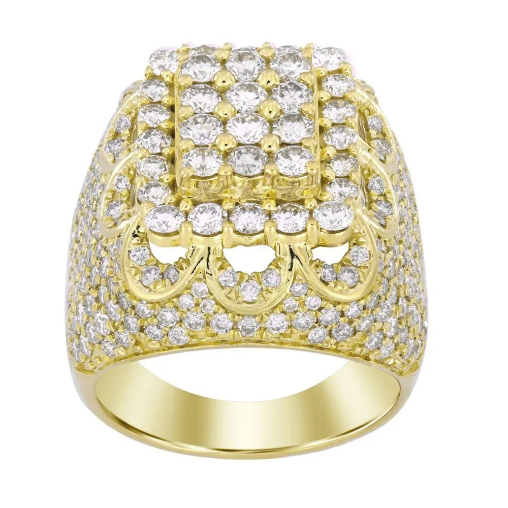 MEN’S RING 5 5/8 CT ROUND DIAMOND 14K YELLOW GOLD