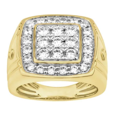 MEN’S RING 3 CT ROUND DIAMOND 14K YELLOW GOLD