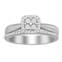 LADIES RING 1/5 CT ROUND DIAMOND 10K WHITE GOLD