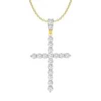 MEN’S CROSS 2 CT ROUND DIAMOND 10K YELLOW GOLD