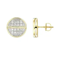 UNISEX EARRINGS 1/10 CT ROUND DIAMOND 10K YELLOW GOLD