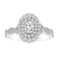 LADIES BRIDAL RING SET 1 CT ROUND/OVAL DIAMOND 14K GOLD(CENTER STONE 1