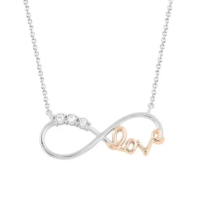 LADIES DIAMOND NECKLACE 1/20 CT ROUND DIAMOND 10K WHITE/ROSE GOLD