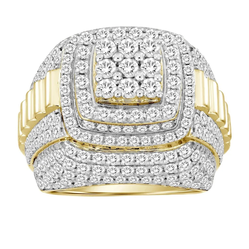 MEN’S RING 5 CT ROUND DIAMOND 10K YELLOW GOLD