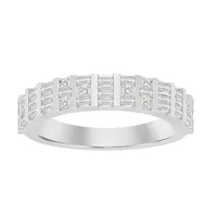 LADIES DIAMOND BAND 1/2 CT ROUND/BAGUETTE 14K WHITE GOLD