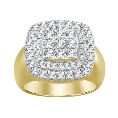 MEN’S RING 2 1/4 CT ROUND DIAMOND 10K YELLOW GOLD