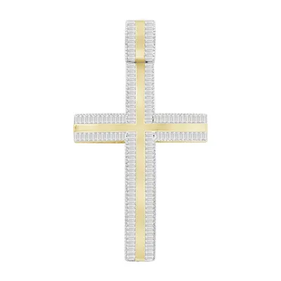 MEN’S CROSS 1 CT BAGUETTE DIAMOND 10K YELLOW GOLD