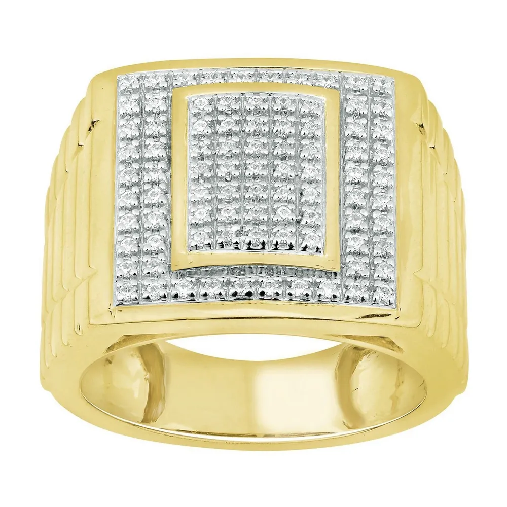 MEN’S RING 3/8 CT ROUND DIAMOND 10K YELLOW GOLD