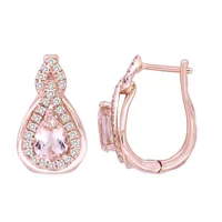 LADIES EARRING 1/3 CT ROUND/PEAR/PEACH MORGANITE DIAMOND 10K ROSE GOLD (CENTER – 1 1/8)