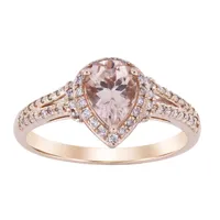 LADIES RING / CT ROUND/PEAR/PEACH MORGANITE DIAMOND 10K ROSE GOLD(CENTER