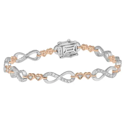 LADIES BRACELET 1 CT ROUND DIAMOND 10K WHITE/ROSE GOLD