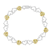 LADIES BRACELET 1/3 CT ROUND DIAMOND SILVER WHITE/YELLOW PLATING