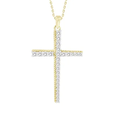 LADIES PENDANT 1/2 CT ROUND DIAMOND 10K YELLOW GOLD