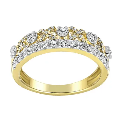 LADIES BAND 1/2 CT ROUND DIAMOND 10K YELLOW/WHITE GOLD