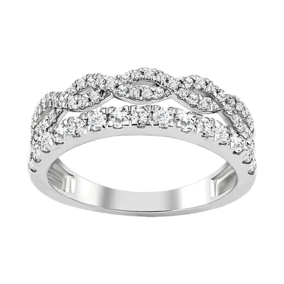 LADIES BAND 3/4 CT ROUND DIAMOND 10K WHITE GOLD