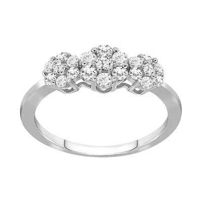 LADIES RING 1/2 CT ROUND DIAMOND 10K WHITE GOLD