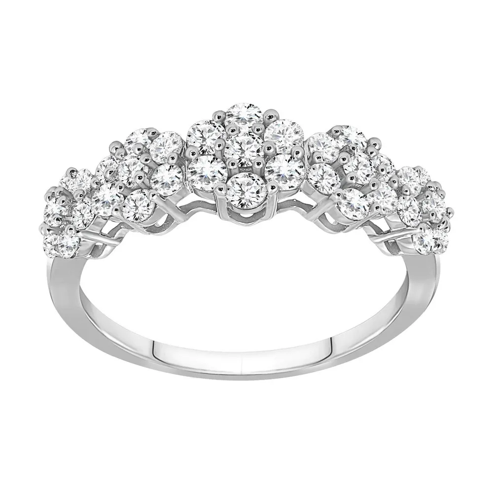 LADIES RING 7/8 CT ROUND DIAMOND 10K WHITE GOLD