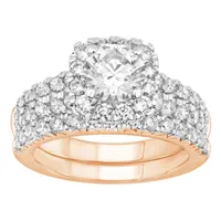 LADIES BRIDAL RING SET 2 1/3 CT ROUND DIAMOND 14K ROSE GOLD (SI QUALITY)