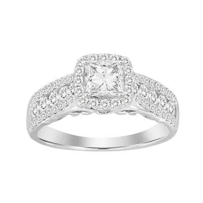 LADIES SEMI MOUNT RING 3/4 CT ROUND/PRINCESS DIAMOND 14K WHITE GOLD (SI QUALITY)