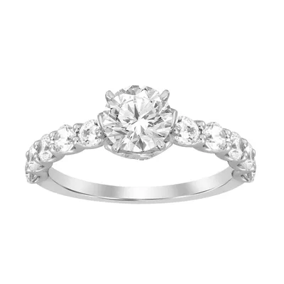 LADIES RING 1 CT ROUND DIAMOND 14K WHITE GOLD(CENTER-1)