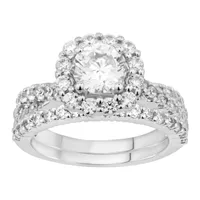 LADIES BRIDAL RING SET 1/ CT ROUND/PEAR DIAMOND 14K WHITE GOLD(CENTER-1