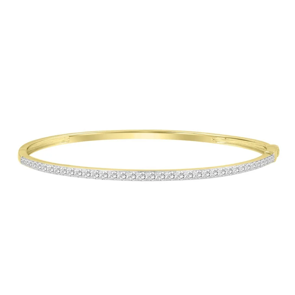 LADIES BANGLE 1 CT ROUND DIAMOND 10K YELLOW GOLD