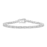 LADIES BRACELET 3 CT ROUND/BAGUETTE DIAMOND 14K WHITE GOLD