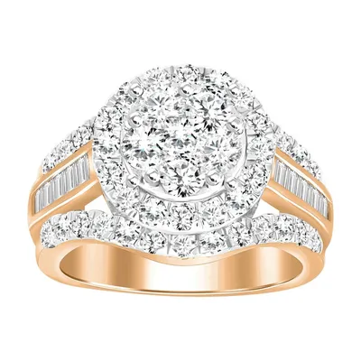 LADIES RING CT ROUND/BAGUETTE DIAMOND 10K ROSE GOLD