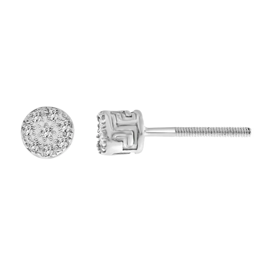 MEN’S EARRINGS 1/20 CT ROUND DIAMOND 10K WHITE GOLD