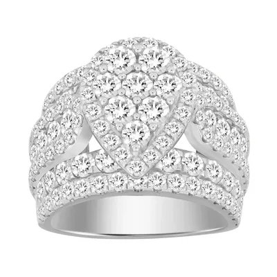 LADIES RING 5 CT ROUND DIAMOND 10K WHITE GOLD